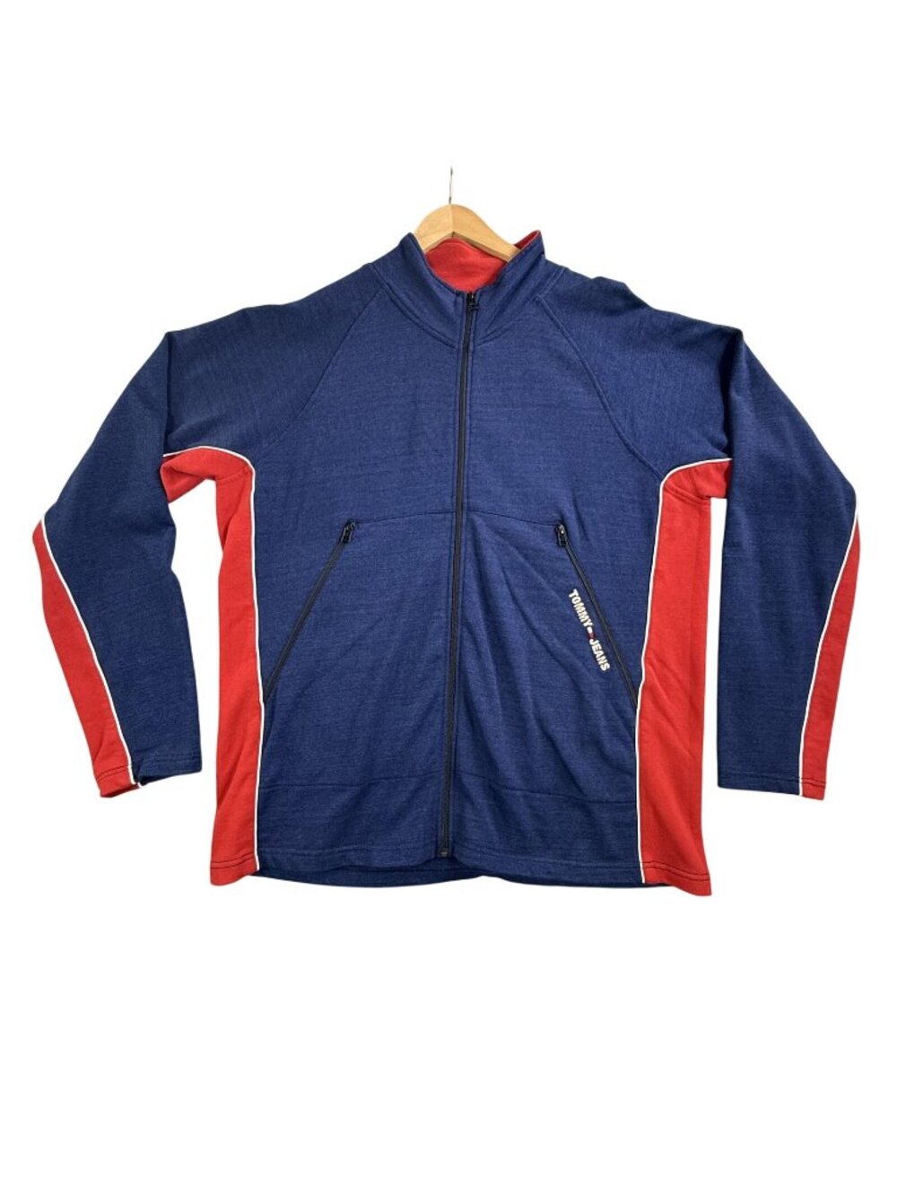 Vintage Tommy Jeans Track Jacket Mens XL Blue Red Colorblock Full Zip Y2K Retro